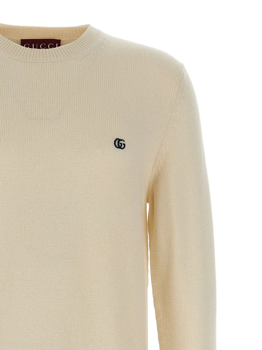 Gucci Logo-embroidered Crew-neck Sweater In Neutral