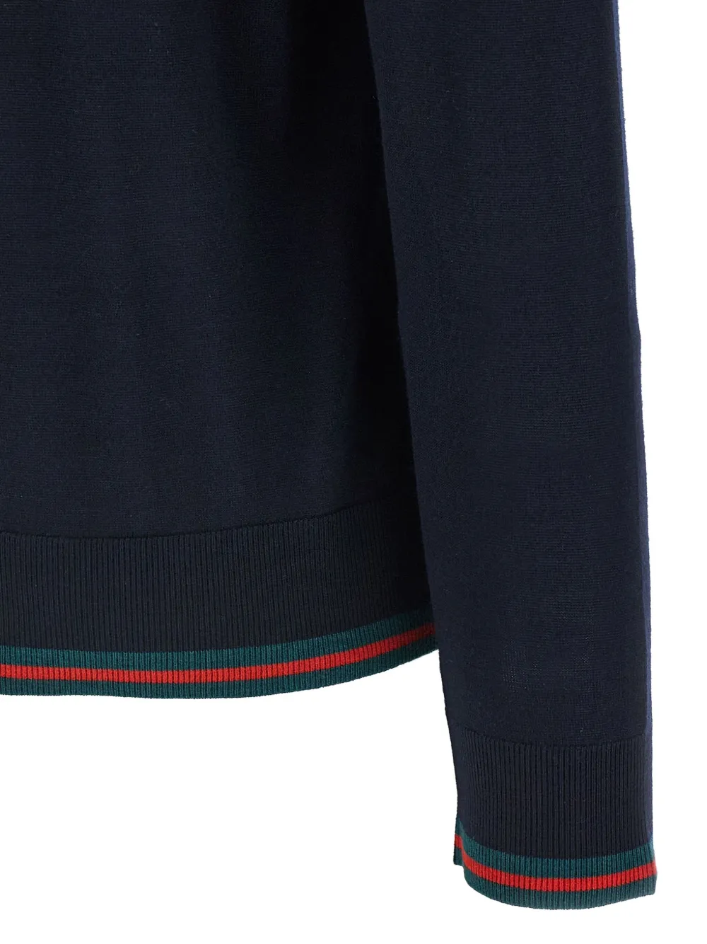 Gucci Blue Cardigan With Web Detail On The Edges In Cashmere And Silk Blend Woman In Blue