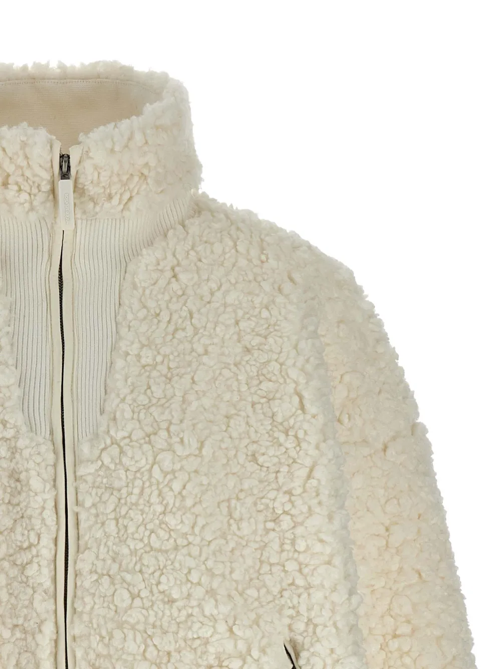 Entire Studios Teddy-effect Fabric Jacket With Ribbed Knit Details In Neutral