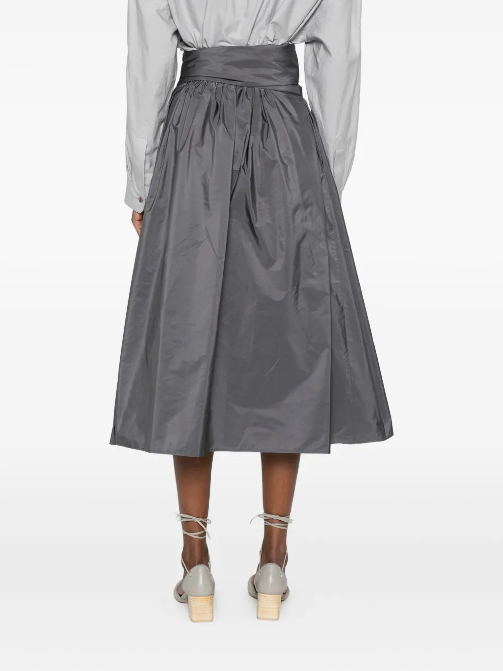 Co.go Bow-detail Pleated Skirt In Gray