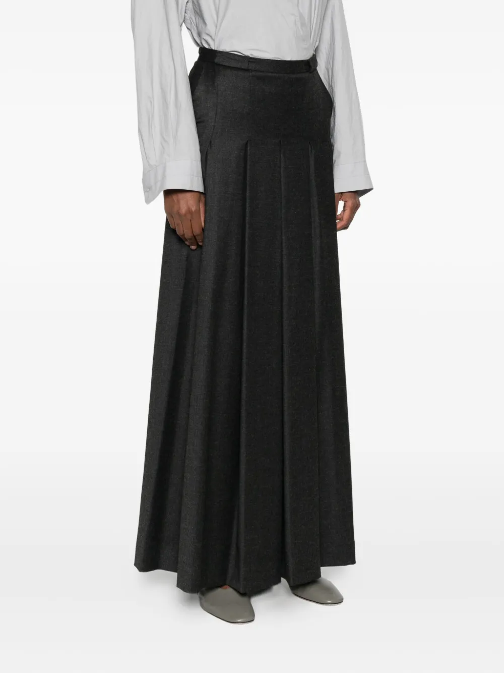 Co.go Pleated Wide-leg Trousers In Gray