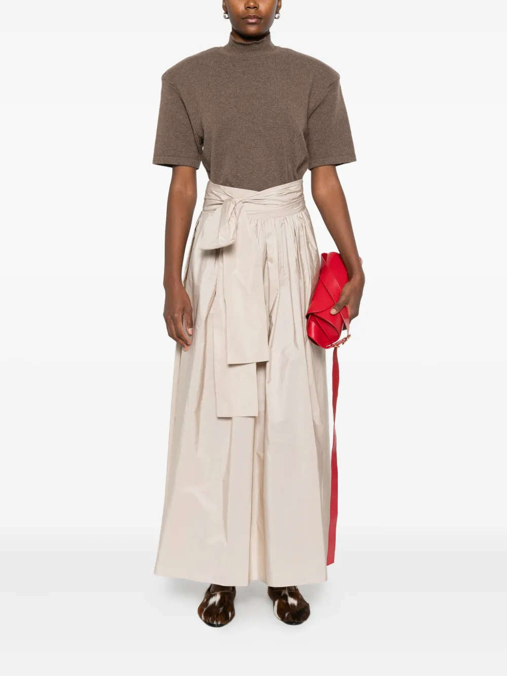 CO.GO Gesmockte rok met strikdetail - Beige