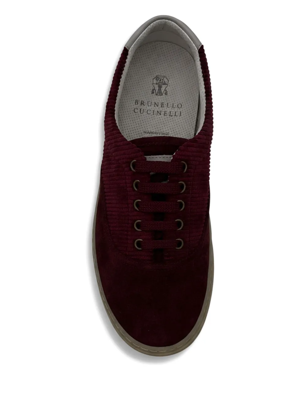 Brunello Cucinelli Corduroy-suede Sneakers In Burgundy