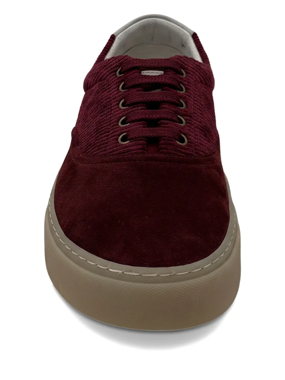 Brunello Cucinelli Corduroy-suede Sneakers In Burgundy