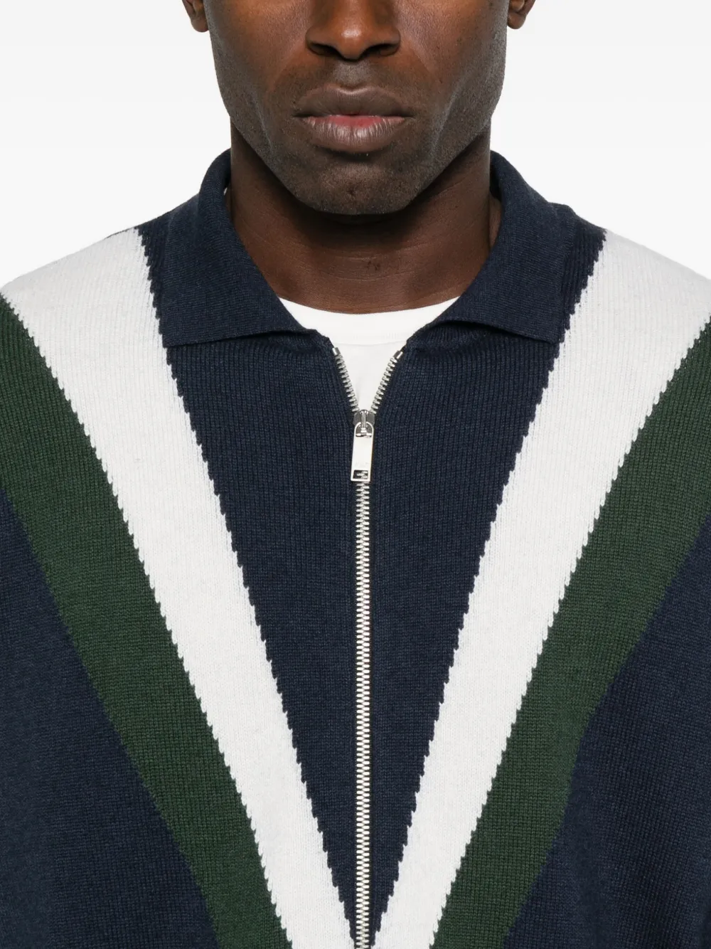 Autry V-neck Zip-front Cardigan In Blue