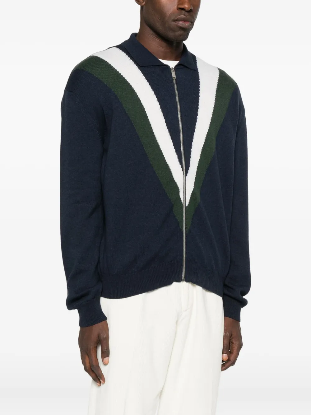 Autry V-neck Zip-front Cardigan In Blue
