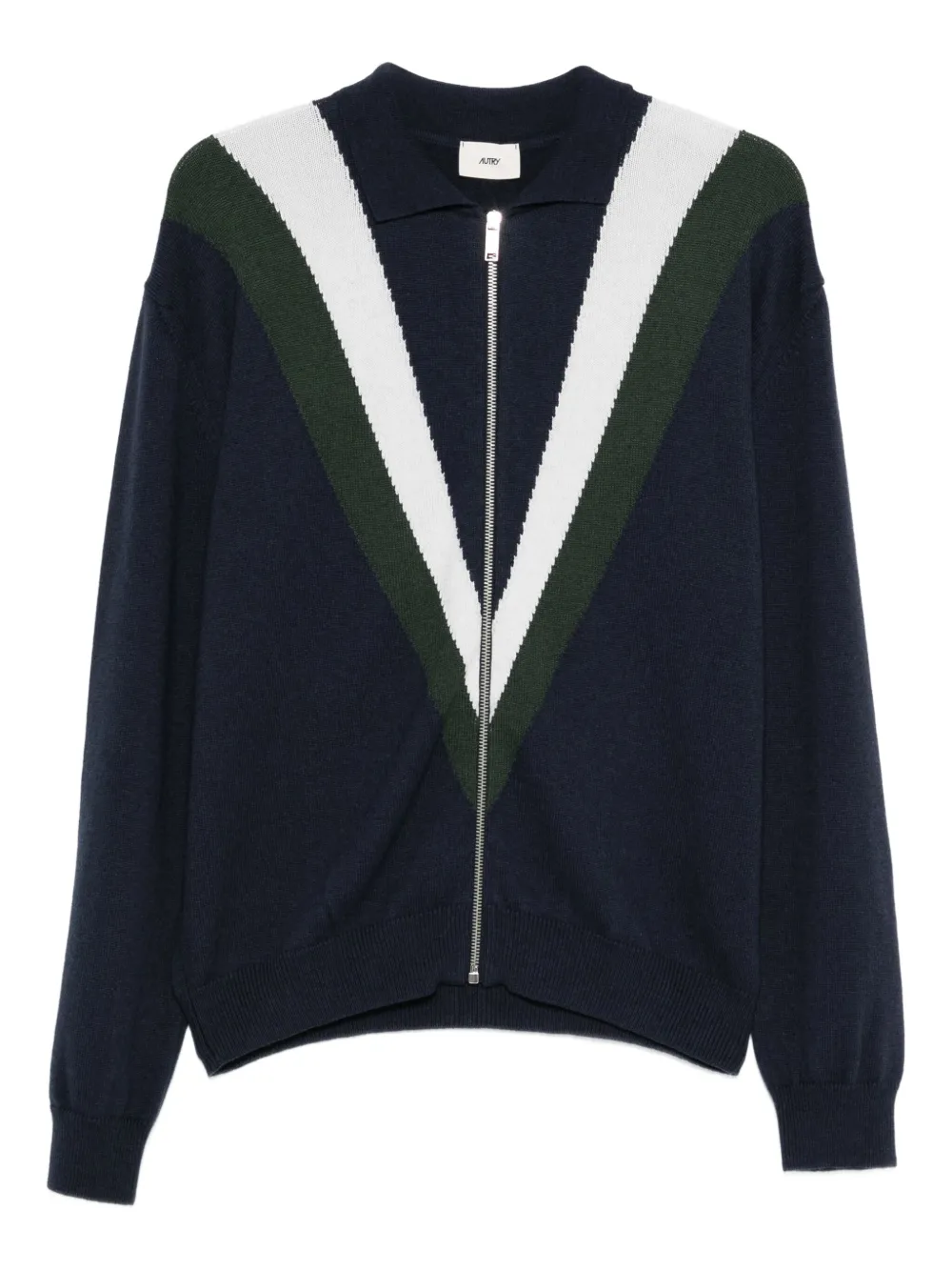 Autry V-neck Zip-front Cardigan In Blue