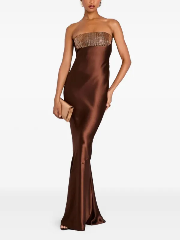 strapless maxi dress brown Yasmin Strapless Maxi Dress Brown