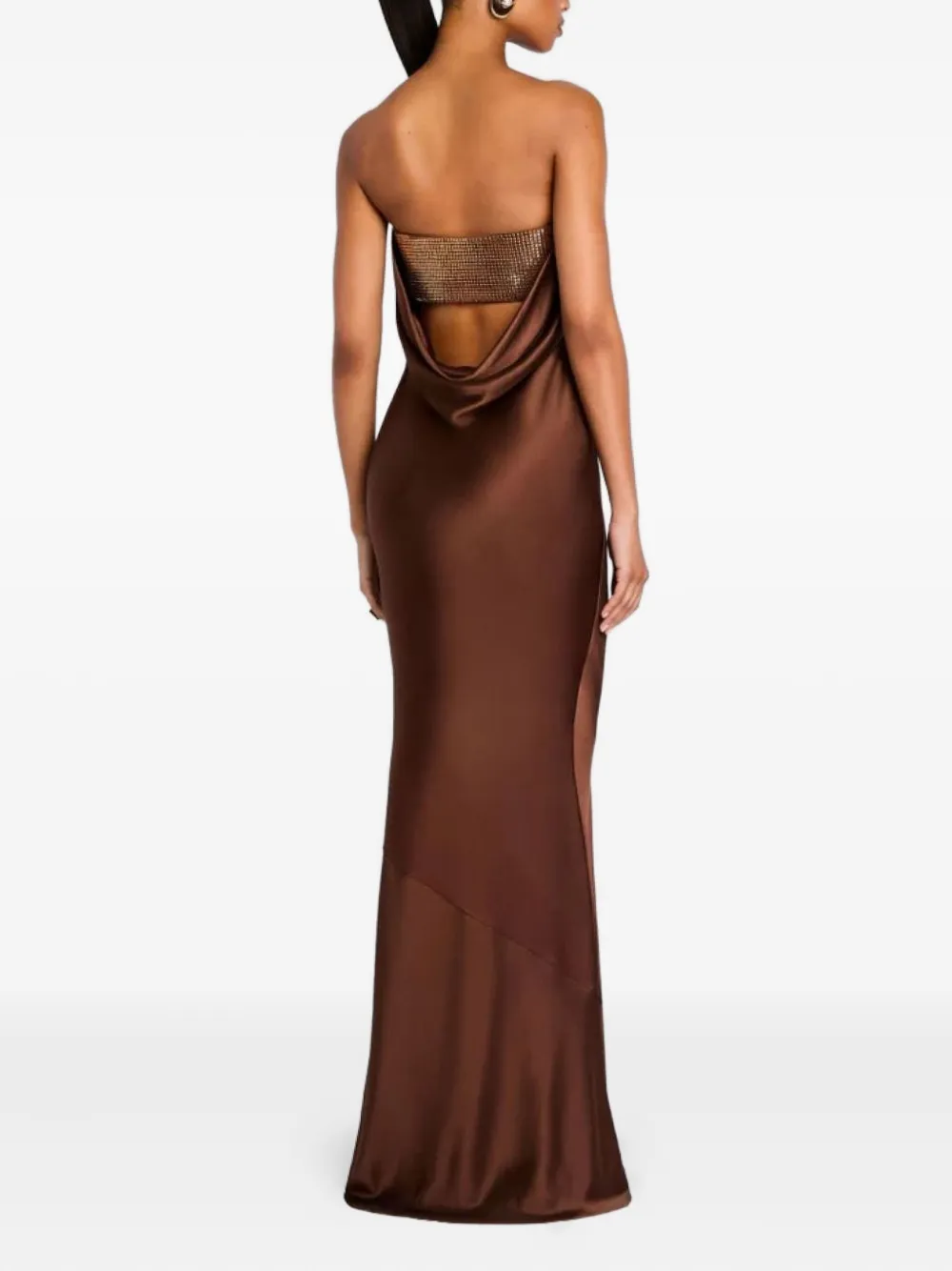 Retrofete Graziella strapless maxi-jurk met pailletten Bruin