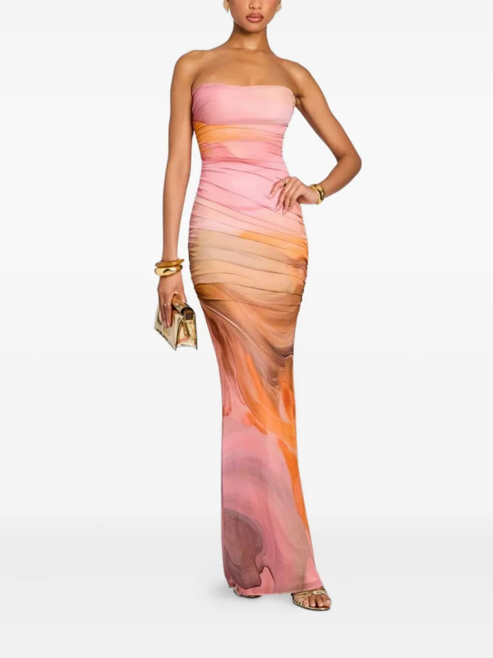 Retrofete Isadore ruched strapless maxi dress - Roze