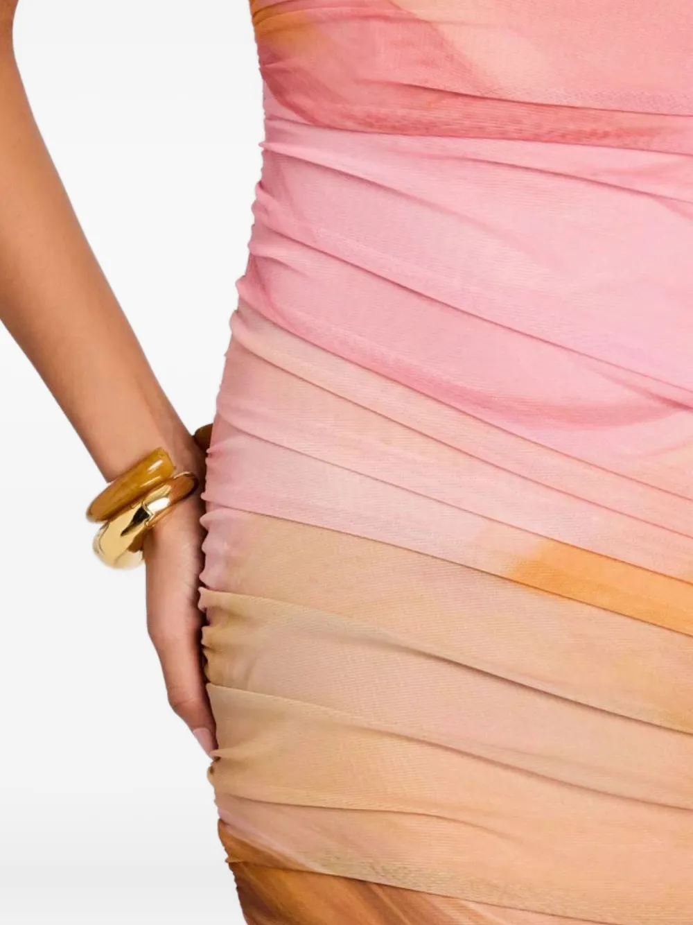 Retroféte Isadore Strapless Ruched Fitted Maxi Dress In Orange