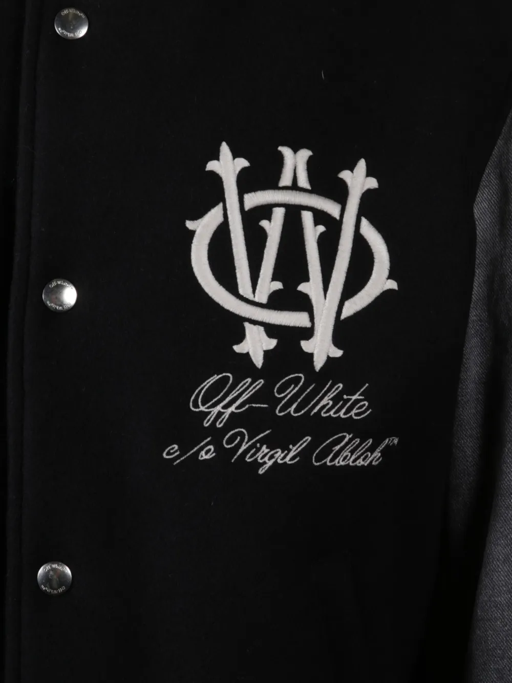 Off-White embroidered varsity jacket Zwart