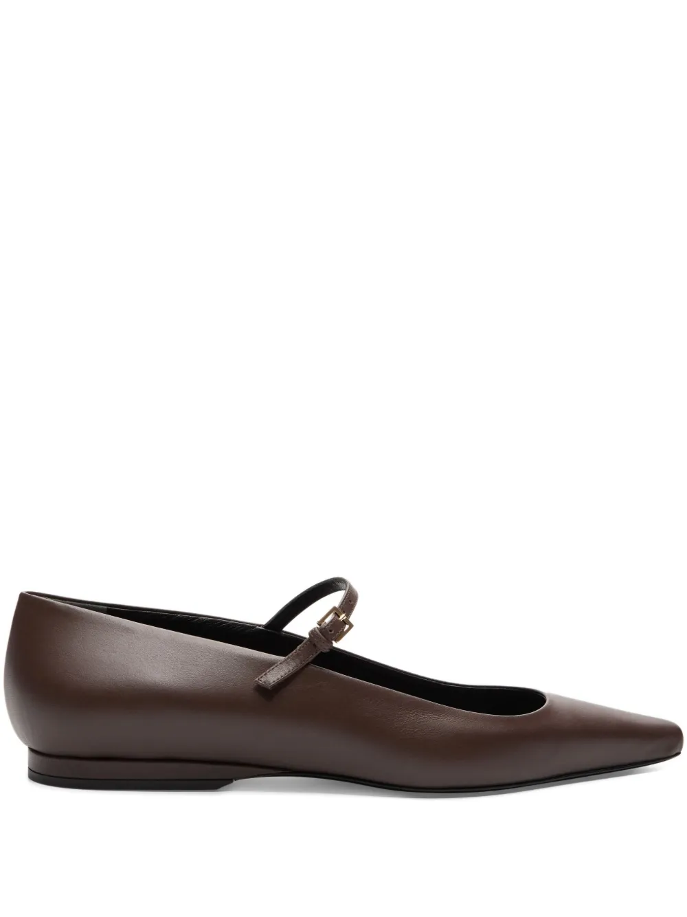 Loulou Studio Pointed-toe Buckle Ballet Flats In Brown