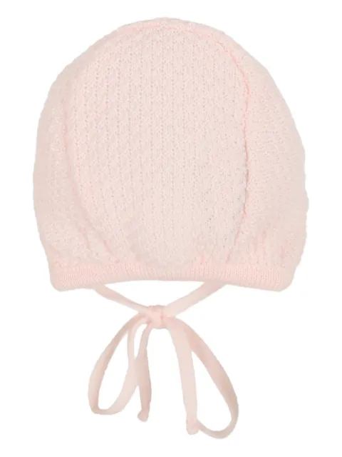 Little Bear textured-knit bonnet hat