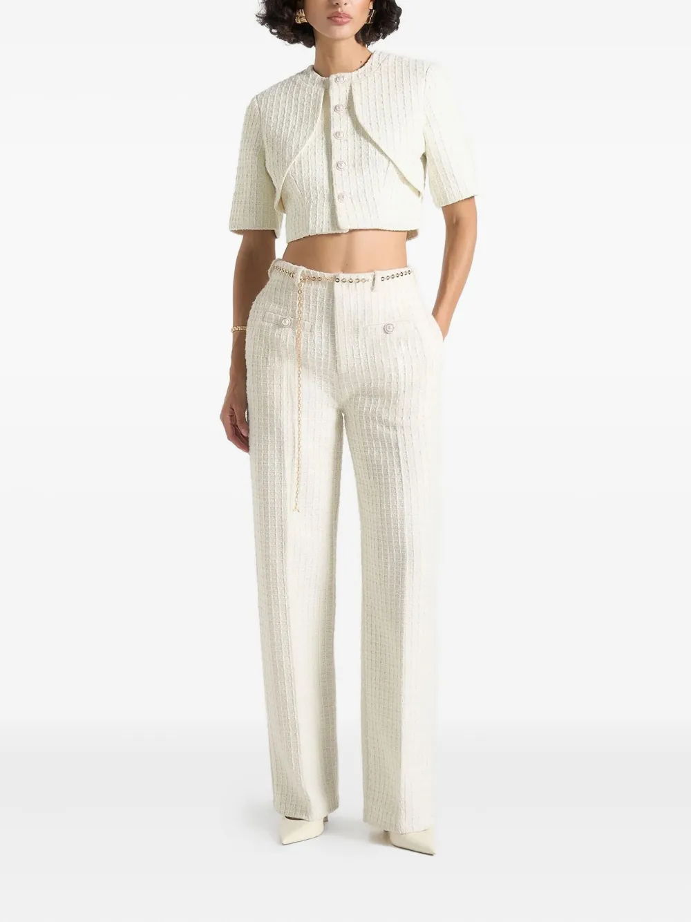 Manière De Voir Alba curve-detail tweed top | Blouses | Image 2