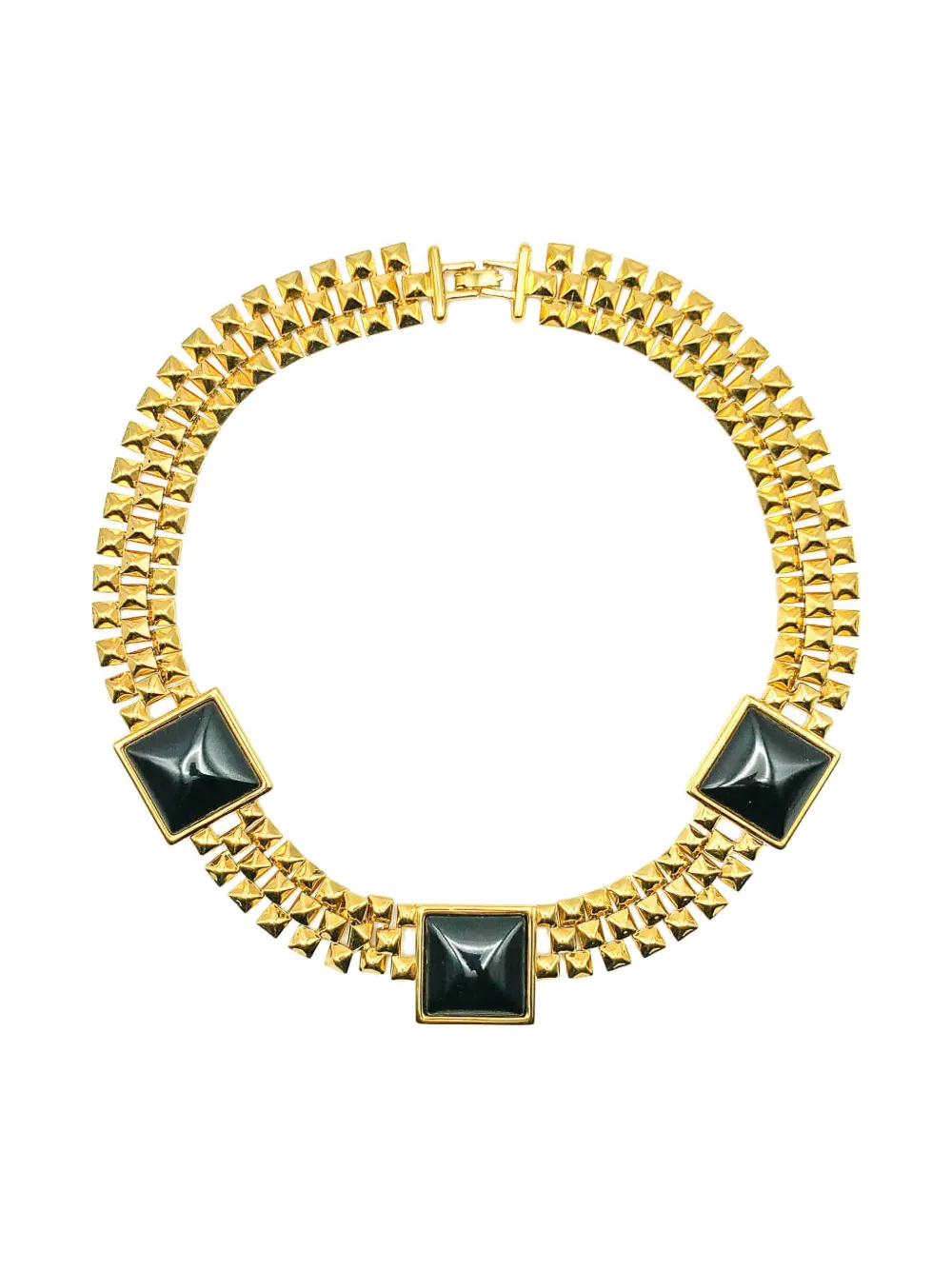 Jennifer Gibson Jewellery 1980s sugarloaf square statement collar - Oro