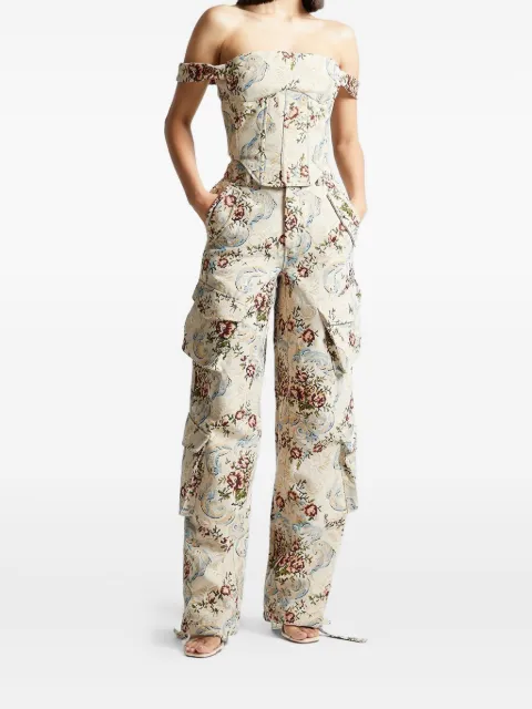 Manière De Voir Anne floral-jacquard cargo pants