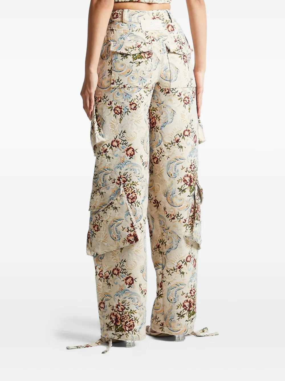Manière De Voir Anne cargo broek met bloemen jacquard Beige