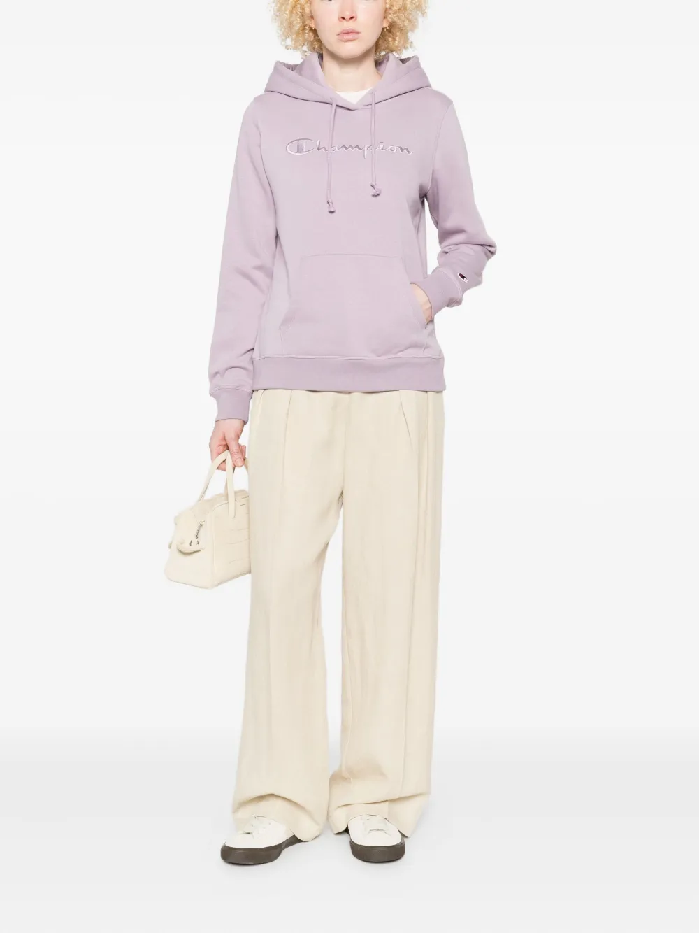 Champion Hoodie met geborduurd logo - Paars