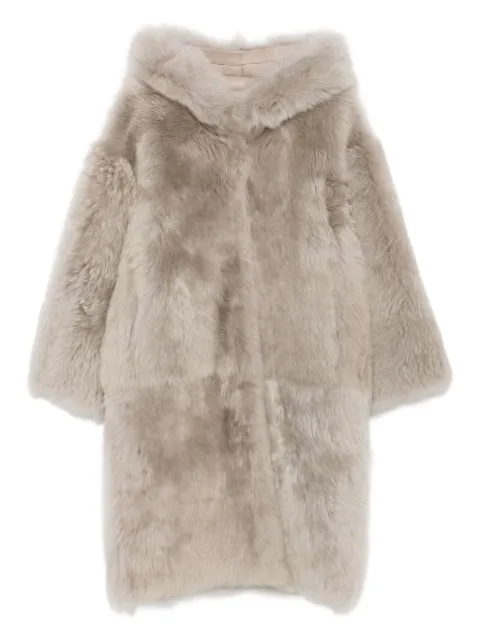 Liska hooded shearling coat