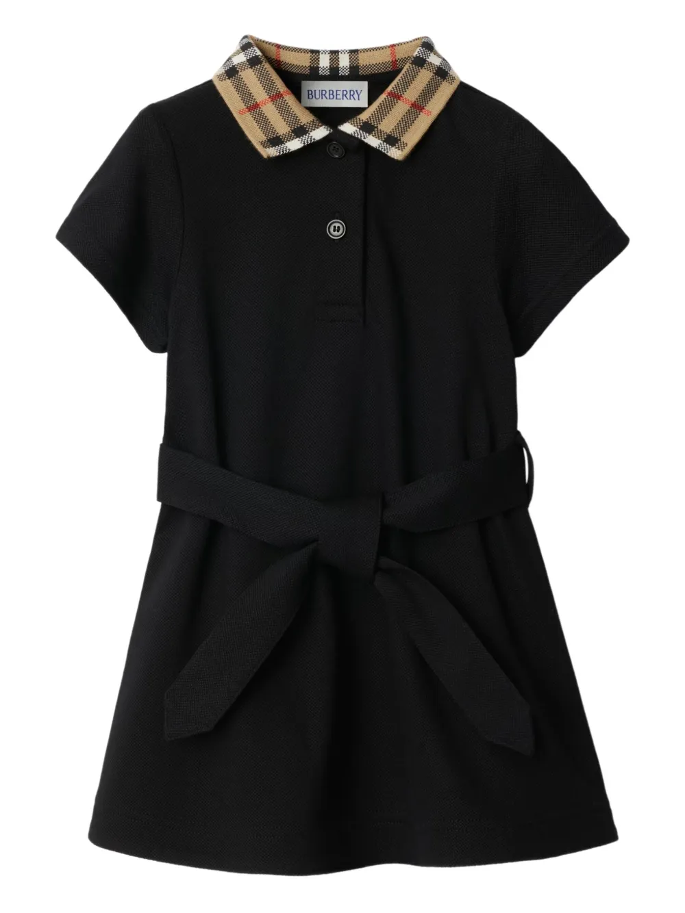 Burberry Kids Abito con colletto a quadri - Nero
