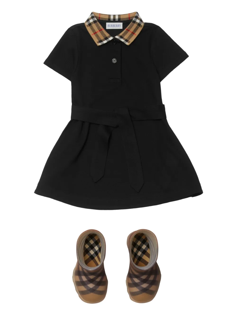 Burberry Kids Jurk met geruite kraag Zwart