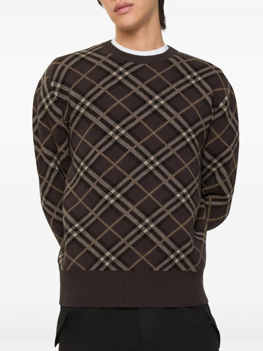 Burberry Geruite wollen kasjmier trui - Bruin