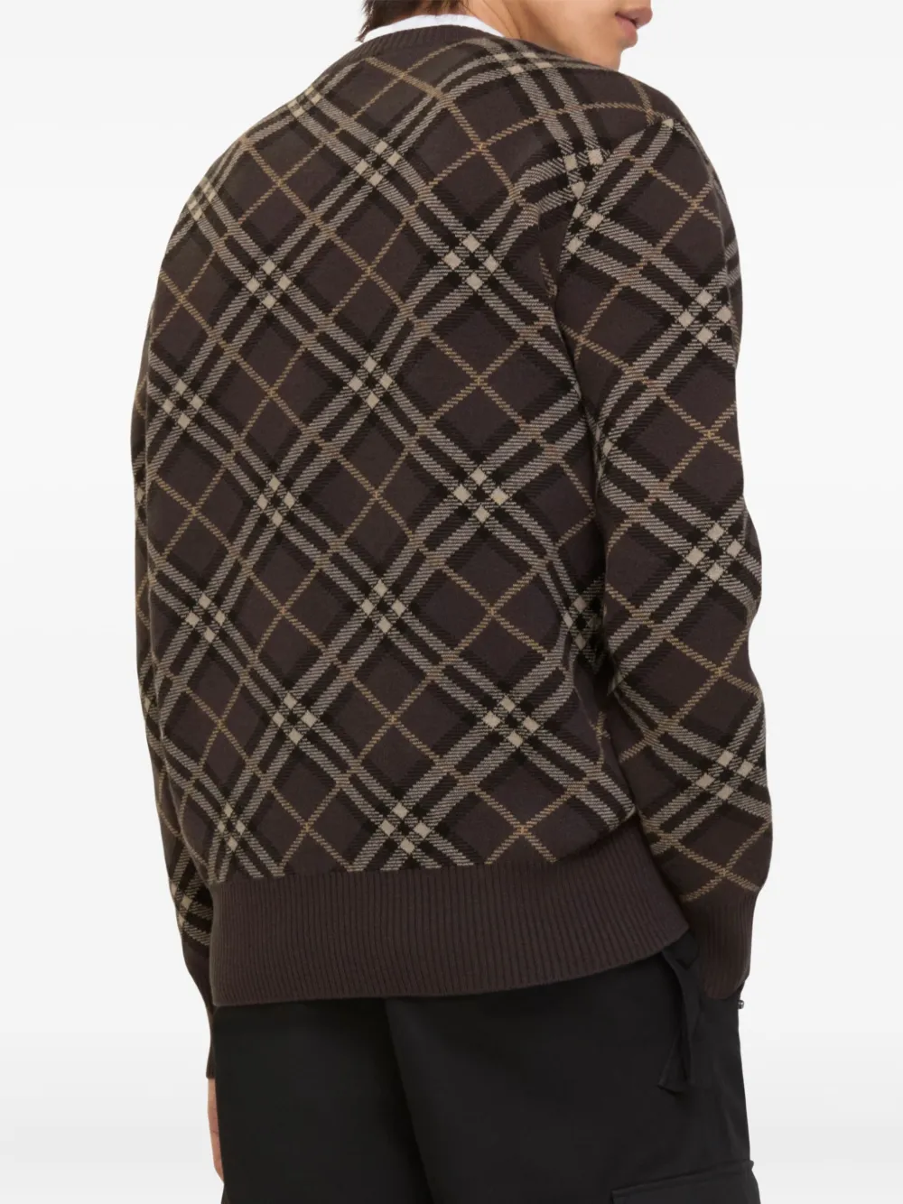 Burberry Geruite wollen kasjmier trui Bruin