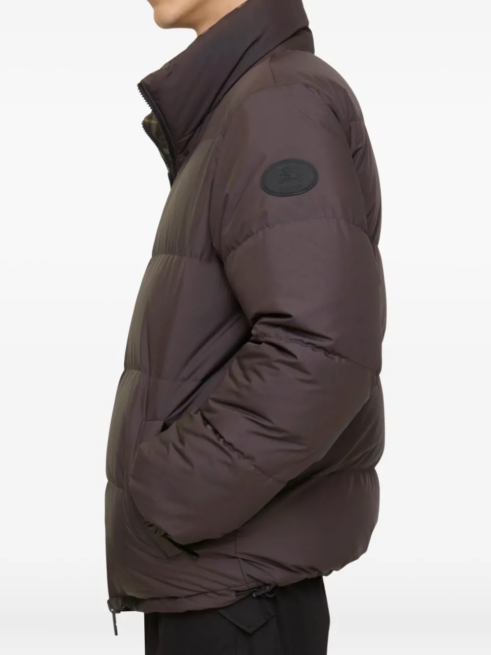 Burberry Geruit donsjack Bruin