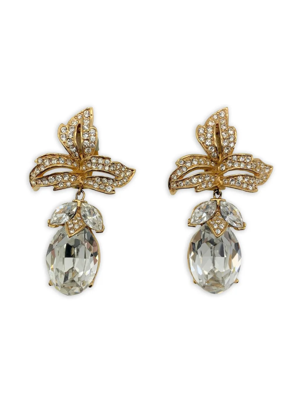 Jennifer Gibson Jewellery Orecchini con cristalli anni '80 - Oro