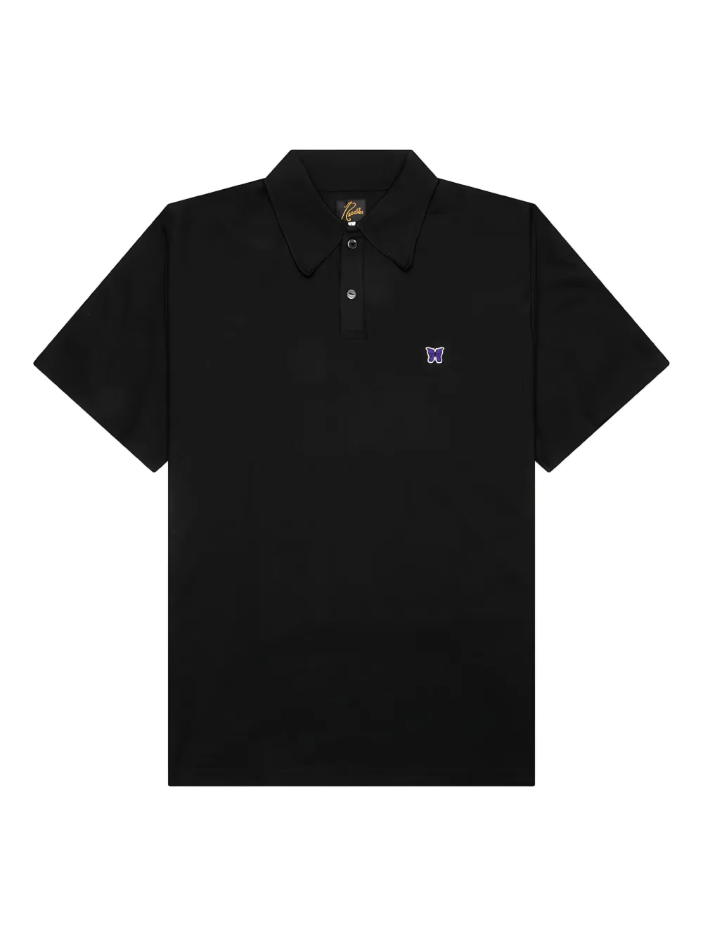 Needles butterfly pique polo shirt | Black | Image 1