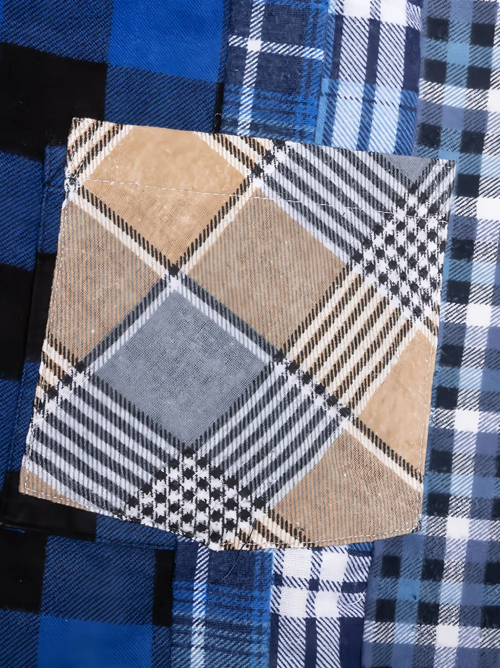 Needles Overhemd met patchwork Blauw