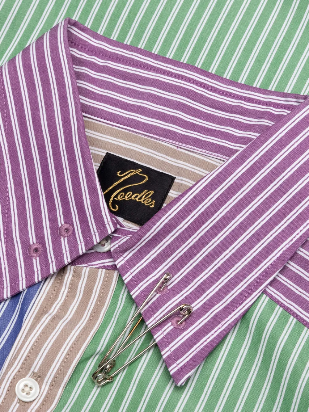 Needles Gestreept overhemd Blauw