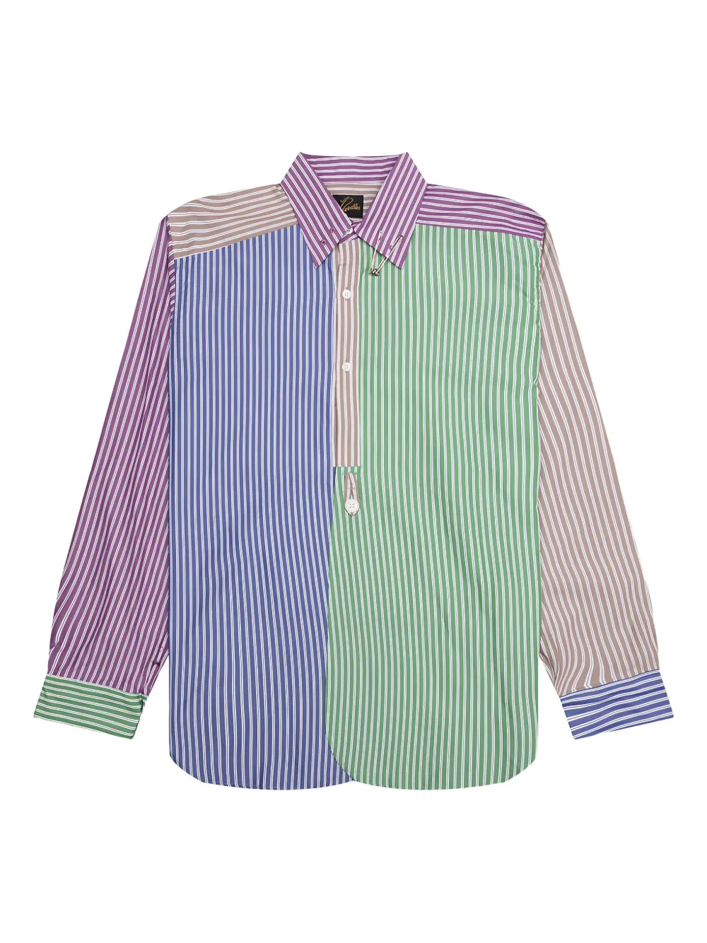 Needles striped panelled shirt | Blue | Image 1