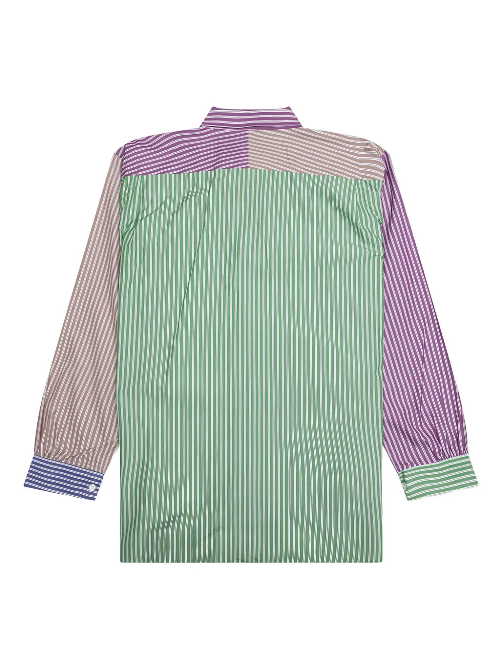 Needles striped panelled shirt - Blauw