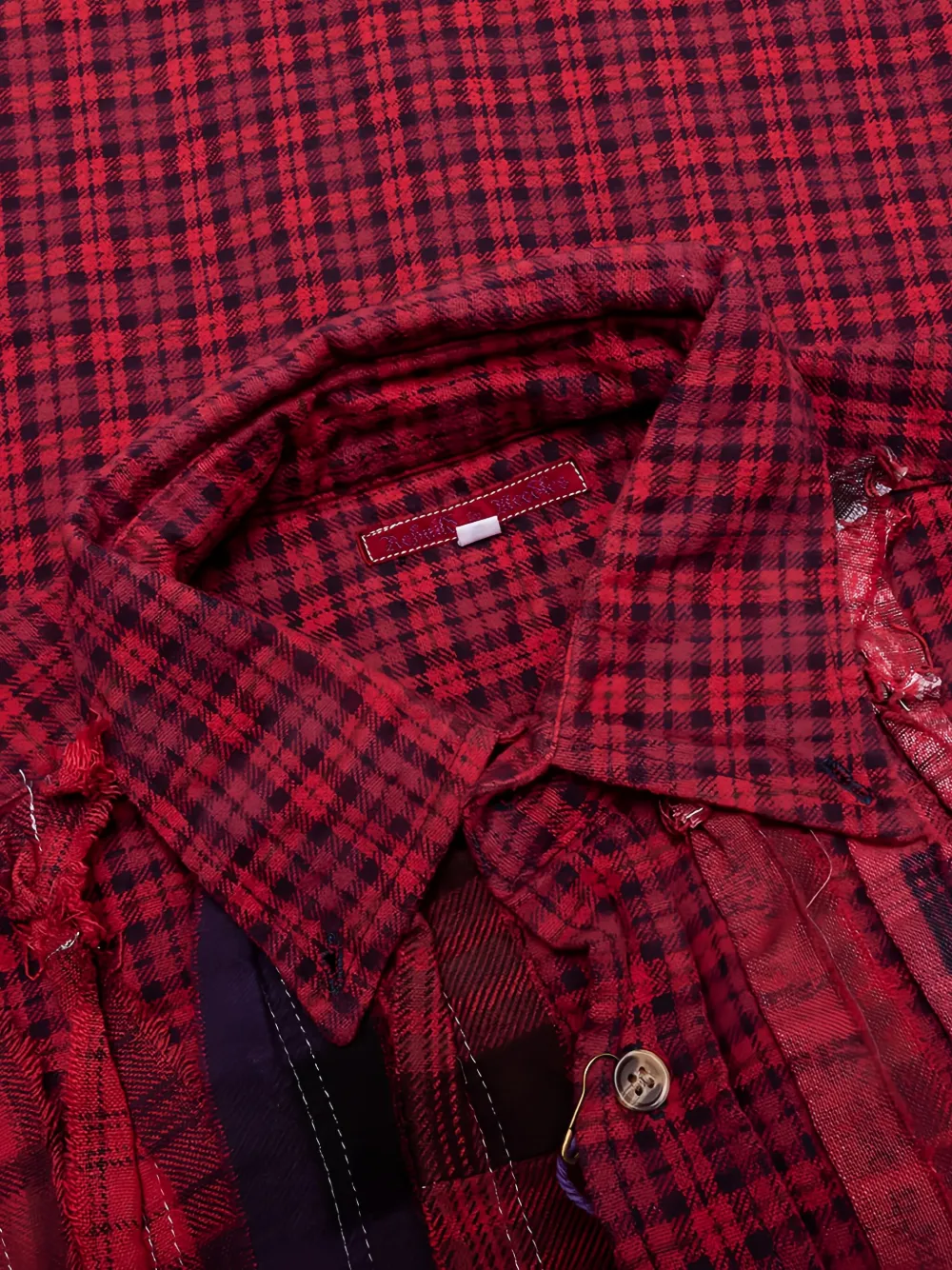 Needles Geruit overhemd met lintdetail Rood