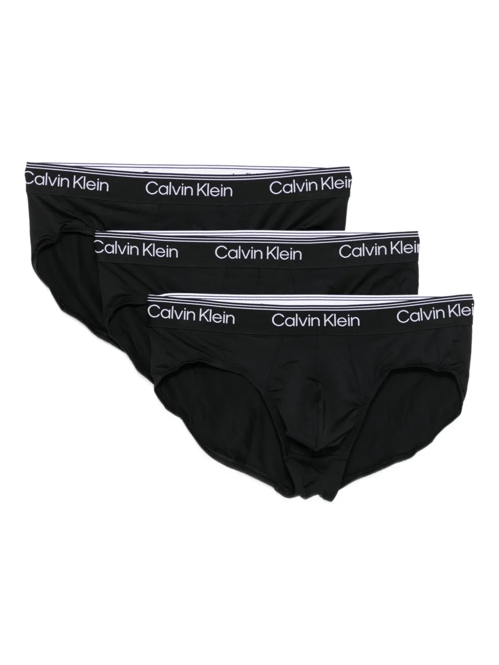 Calvin Klein Logo-waistband Briefs (pack Of Three) In Black