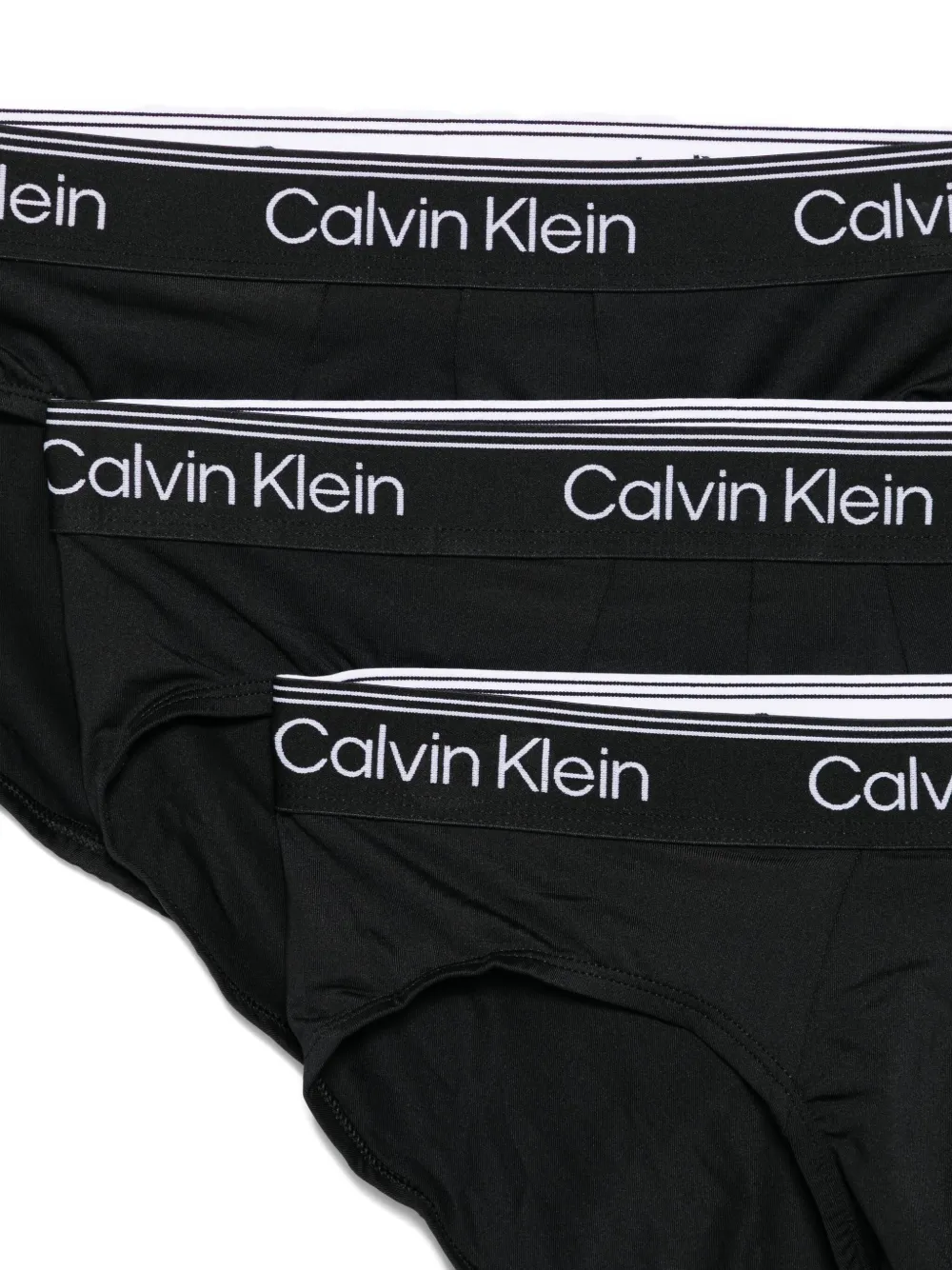 Calvin Klein Logo-waistband Briefs (pack Of Three) In Black