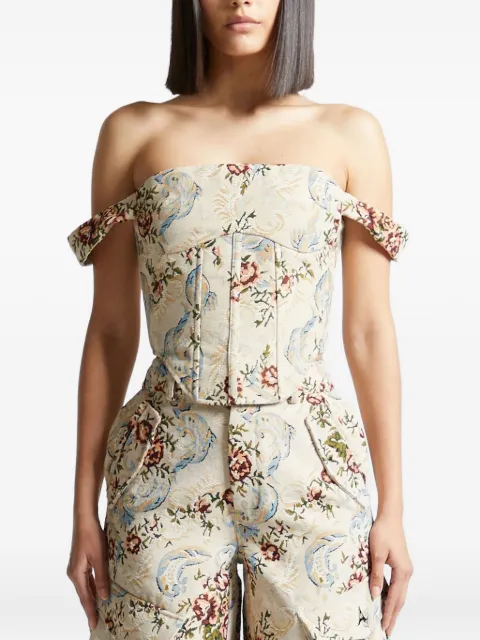 Manière De Voir Bonnie floral-jacquard corset top