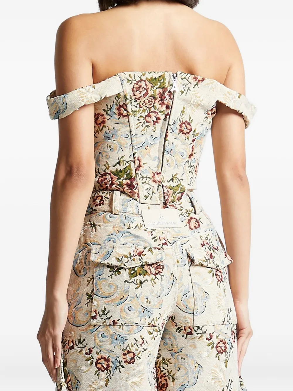 Bonnie Floral-Jacquard Corset Top