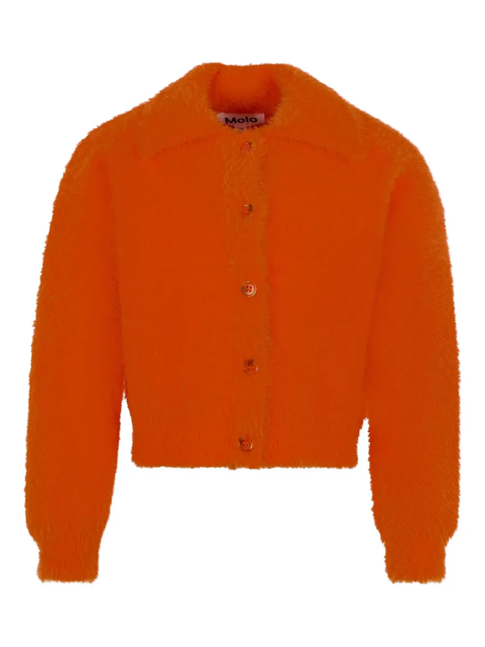 Molo fuzzy-collared cardigan | Orange | Image 1