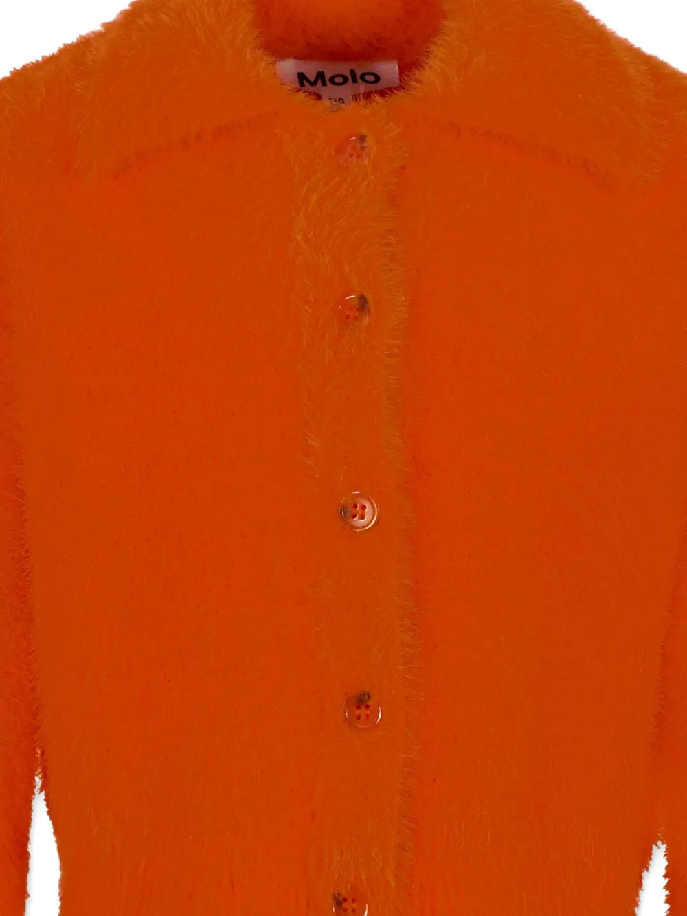 Molo Fuzzy-collared Cardigan In Orange