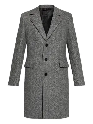 PRADA グレー ウールコート Prada ヘリンボーン コート | グレー | FARFETCH JP