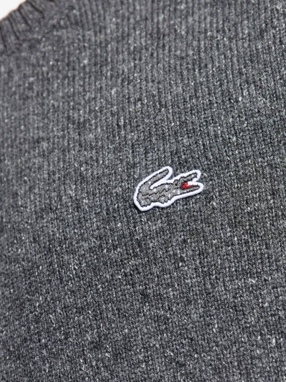 Lacoste Crocodile-embroidered Wool Sweater In Gray