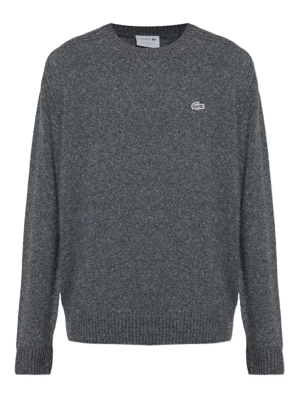Lacoste Crocodile-embroidered Wool Sweater In Gray