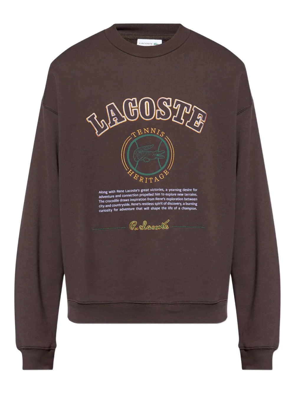 Lacoste Heritage-embroidered fleece sweatshirt | Brown | Image 1