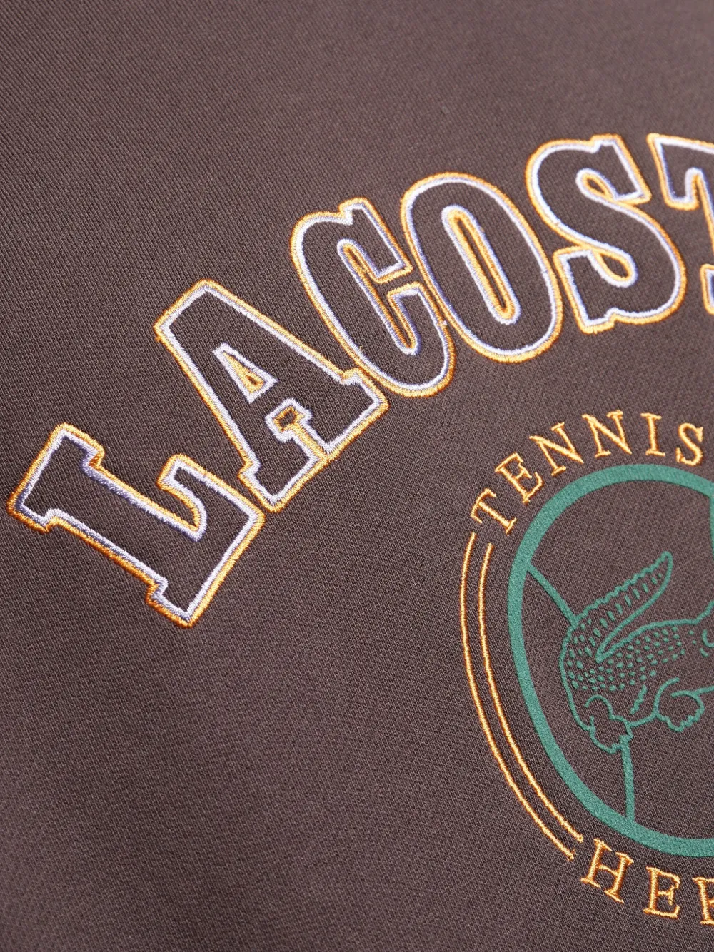 Lacoste Fleece sweater met Heritage-borduurwerk Bruin