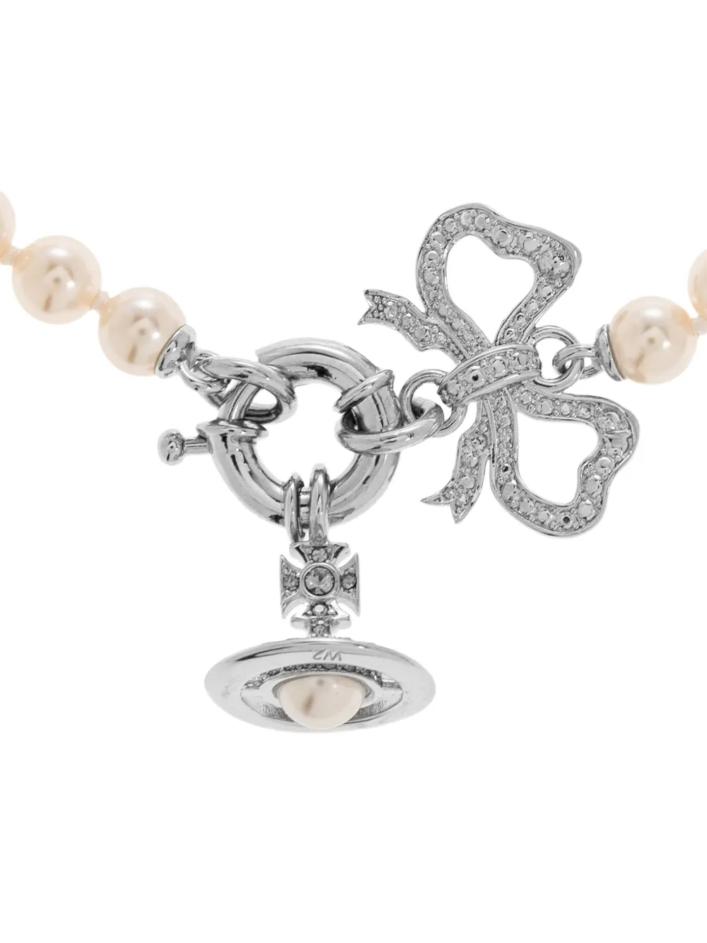 Vivienne Westwood Pearl Bow Bracelet In Metallic