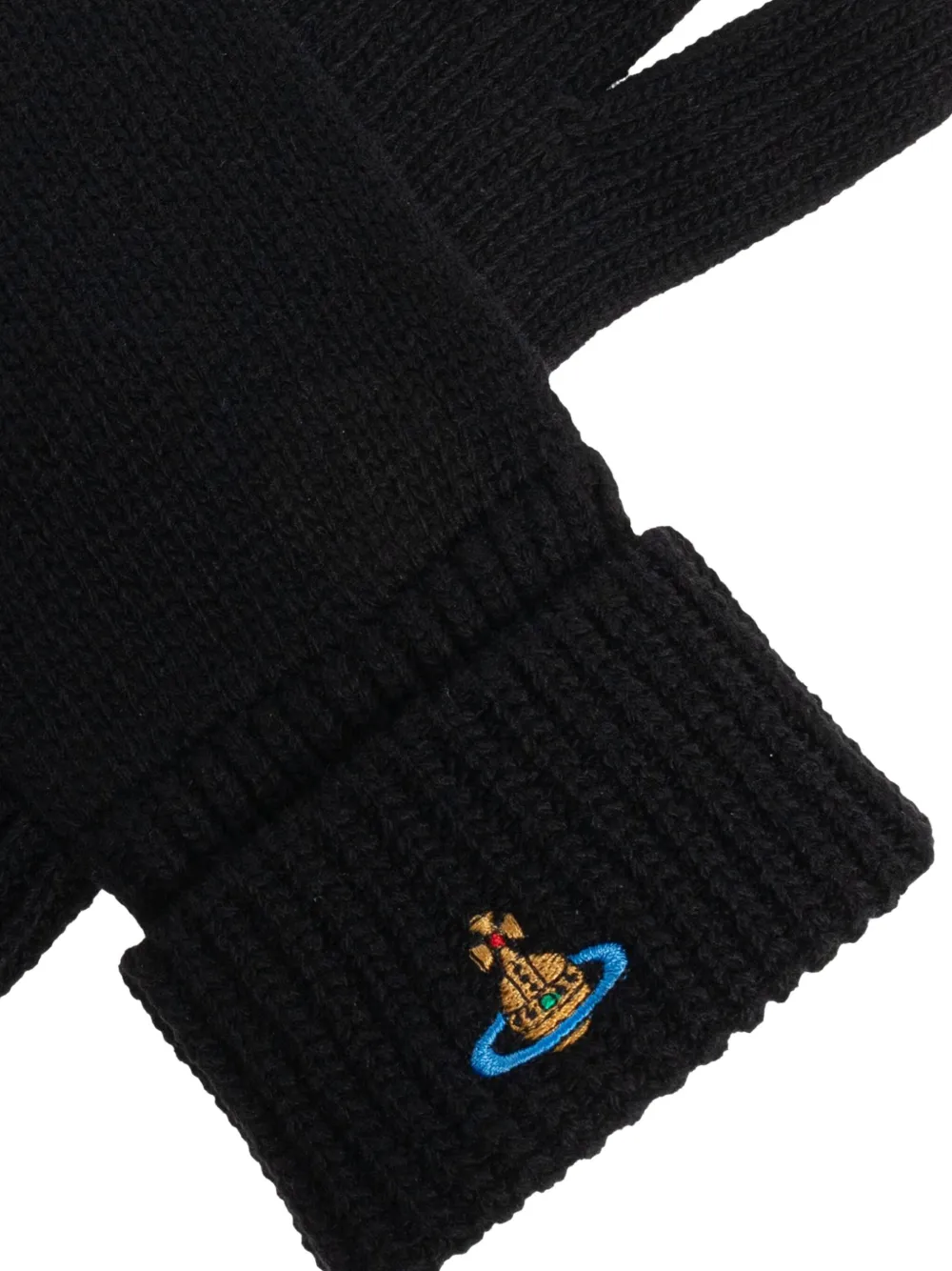 Vivienne Westwood Orb-embroidered Gloves In Black