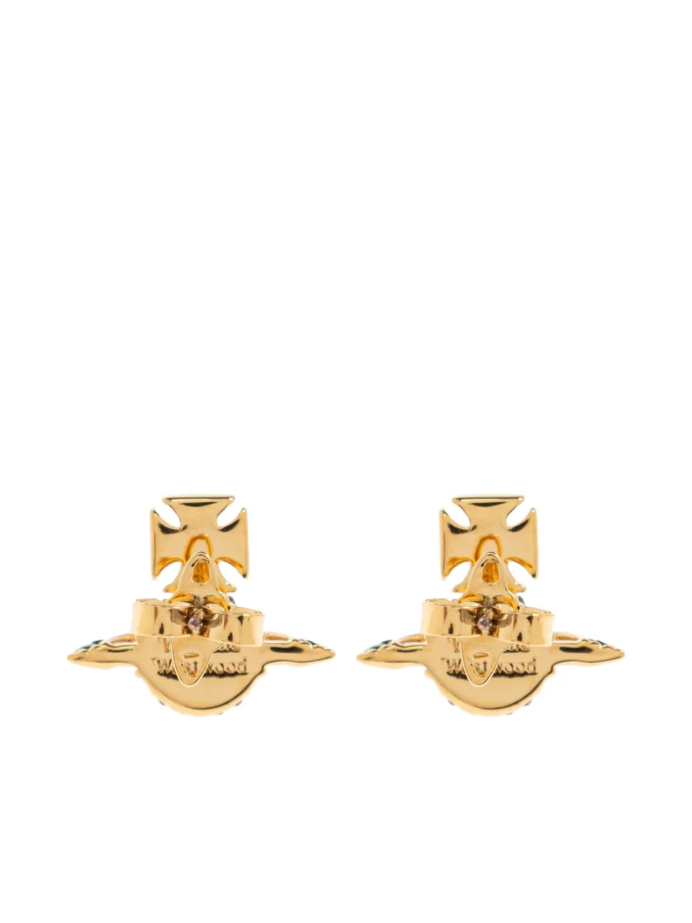 Vivienne Westwood Orb Cross Crystal Earrings In Gold